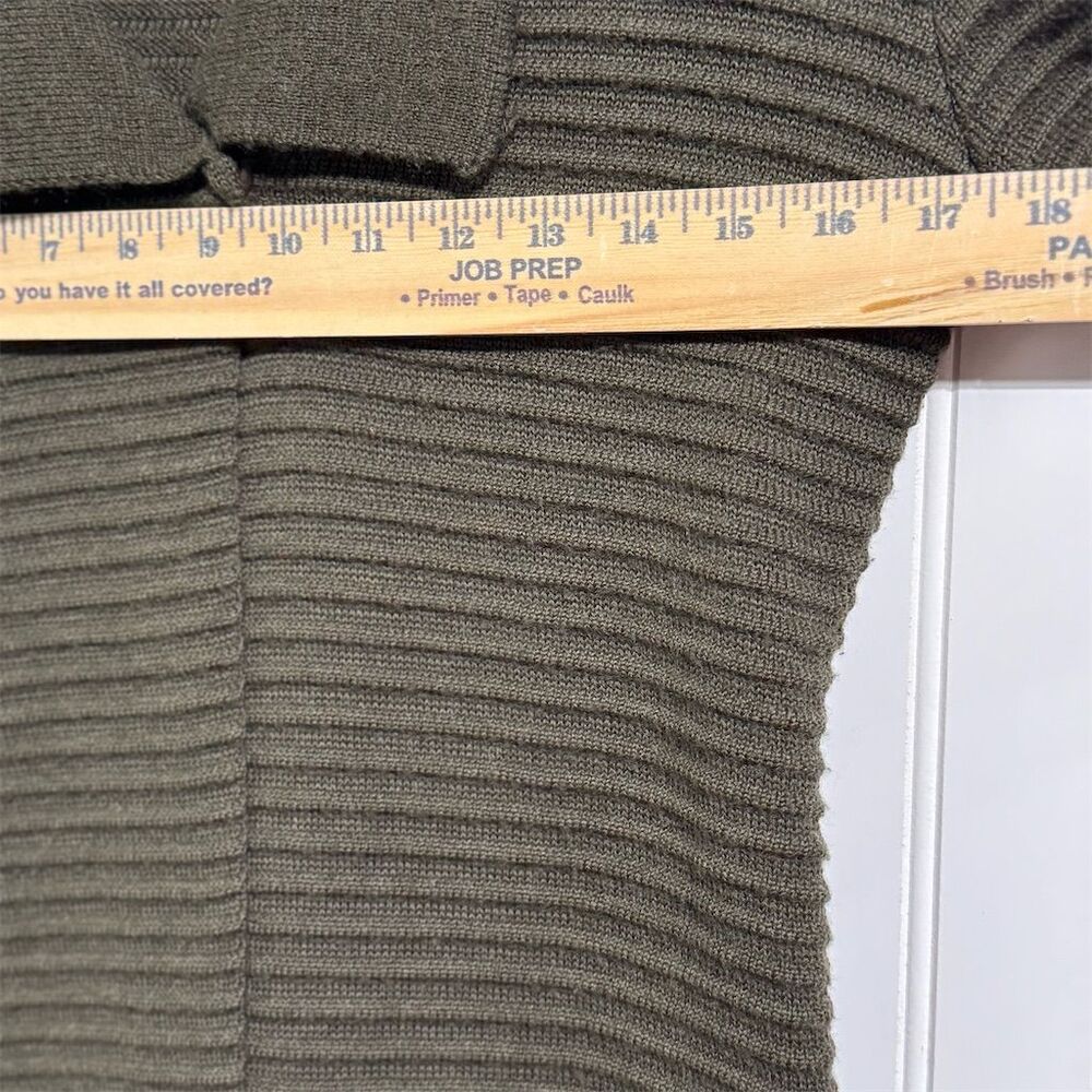 GIESSO 70%‎ Wool Blend Ribbed Long Coatigan Shawl Collar Cardigan Sweater 3 M/L - Picture 4 of 9
